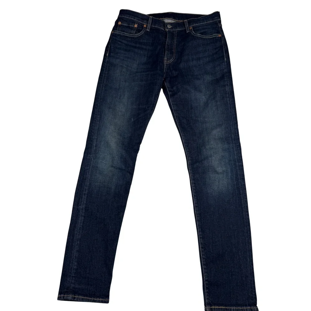 Levi's Premium 512 Slim Taper Jeans 33x34 Dark Wash Indigo Big E Stretch Denim